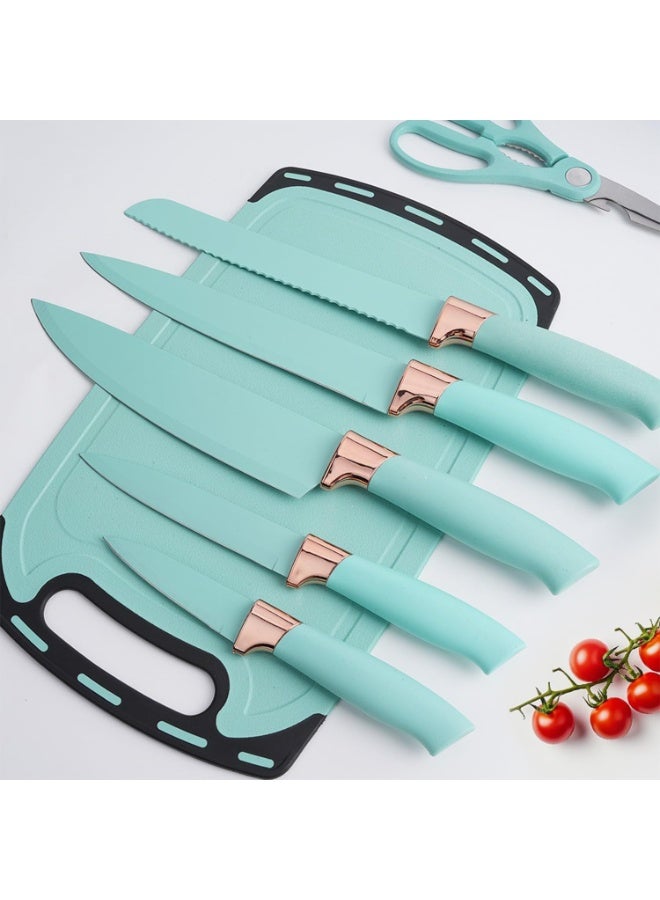 DubaiGallery Complete 19Pcs Kitchen Utensil Set Featuring Silicone Cooking Tools, Wooden Handles, Knife Collection, Cutting Board, Non Scratch Spatulas and Spoons, Heat Resistant Daily Kitchen Essentials - Image 4